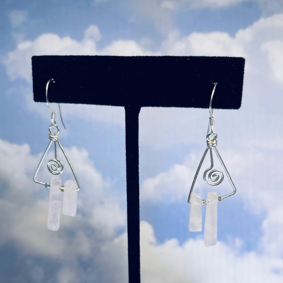 Flirty Sterling Silver Earrings w/Crystal Dangles. FREE Shipping - Picture 2 of 4